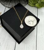 14k Solid Gold Teardrop Cremation Pendant, Human Ashes Necklace, Pet Ashes Necklace, Gemstone Pendant, Hidden Cremains Jewelry