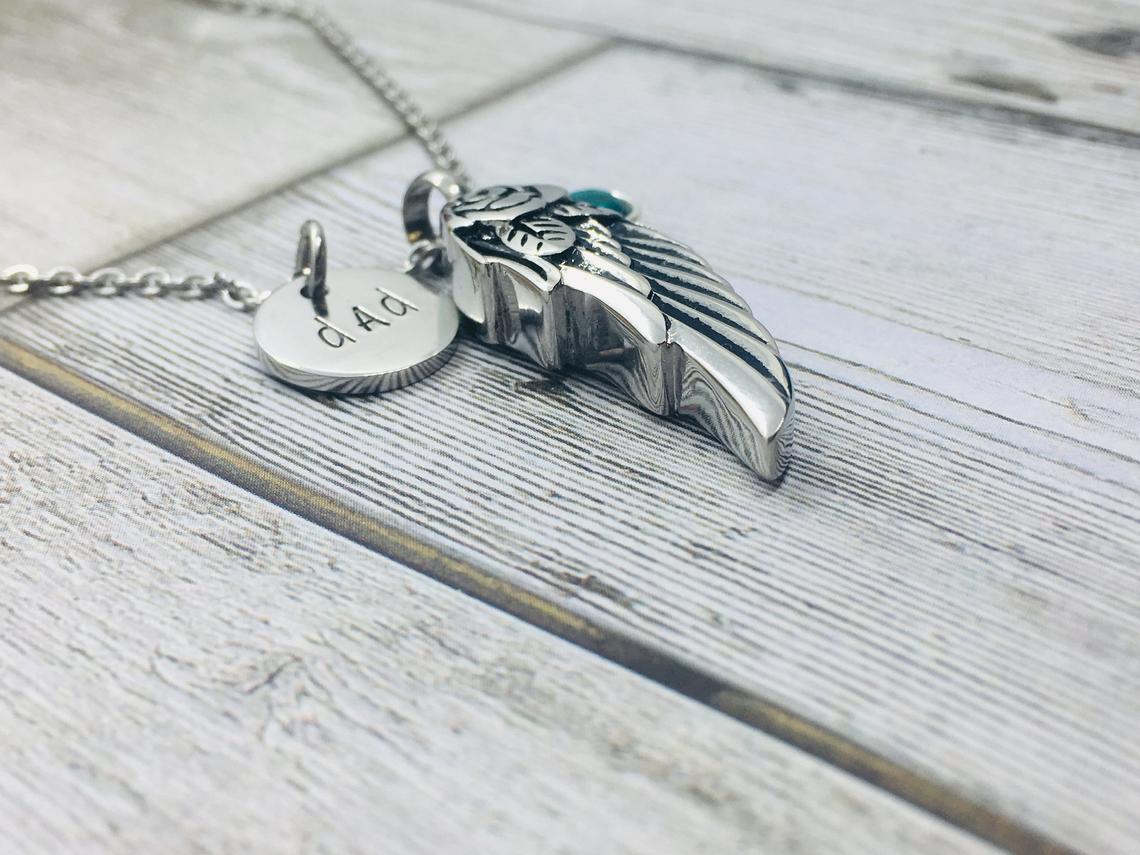 Angel Wing Cross Urn Necklace, Memorial Urn Jewelry, Cremation Jewelry, Plain Cross Necklace, Stainless Steel Urn Necklace, Ashes Holder
