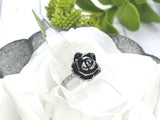 Black Rose Cremation Ring, Ash Urn Flower Ring, Silver Rose Ring For Cremains, Pet Loss Jewelry, Human Ash Ring, Fill At Home