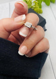 Cremation Ring, Moissanite Emerald Cut, 1 carat, Ring With Ashes, Human Ashes Jewelry, Pet Cremains Ring, silver, 14K Gold