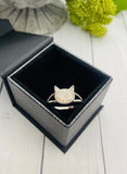 Cat cremation ring, Memorial Pet Ashes Ring, Cat Head, Sterling Silver Ring for Cremains