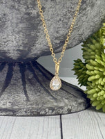 14k Solid Gold Teardrop Cremation Pendant, Human Ashes Necklace, Pet Ashes Necklace, Gemstone Pendant, Hidden Cremains Jewelry