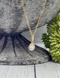 14k Solid Gold Teardrop Cremation Pendant, Human Ashes Necklace, Pet Ashes Necklace, Gemstone Pendant, Hidden Cremains Jewelry