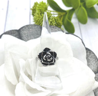 Black Rose Cremation Ring, Ash Urn Flower Ring, Silver Rose Ring For Cremains, Pet Loss Jewelry, Human Ash Ring, Fill At Home