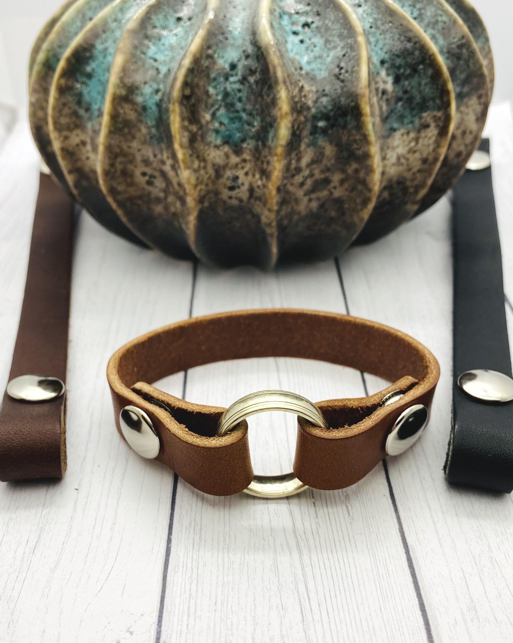 Leather Bracelet Ring Holder, Widow Jewelry, Wear Your Ring On a