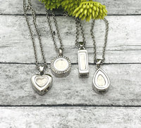 Dainty Cremation Necklace, Urn Pendants, Necklace For Ashes, Ready to Ship, Human Ashes, Pet Cremains, Pet Loss Gift, Teardrop, Rectangle, Circle, Heart  Pendant