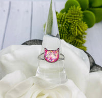 Cat cremation ring, Memorial Pet Ashes Ring, Cat Head, Sterling Silver Ring for Cremains