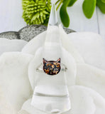 Cat cremation ring, Memorial Pet Ashes Ring, Cat Head, Sterling Silver Ring for Cremains