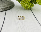 Gold Cremation Earrings, 4mm CZ Stone, Ashes Fused Behind Stone, Memorial Earrings With Ashes, Cremains Jewelry, Human Ash Jewelry