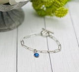 Paperclip Chain Cremation Bracelet, Human Ashes or Pet Cremains, Dainty Memorial Jewelry