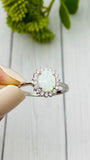 Opal Cremation Ring, Sterling Silver Ring With Ashes, Human Ashes Ring, 8x7 Center Stone