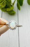 Opal Cremation Ring, Sterling Silver Ring With Ashes, Human Ashes Ring, 8x7 Center Stone