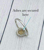 Opal Cremation Ring, Sterling Silver Ring With Ashes, Human Ashes Ring, 8x7 Center Stone