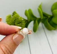 Cremation Ring, Human Ashes Ring, Silver or Rose Gold, Leaf Accents, Memorial Ring