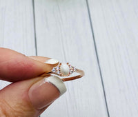 Rose Gold Cremation Ring, Ashes Ring, Human Ashes Ring, Pet Cremains Jewelry, Side Cluster 4x6mm Center Stone