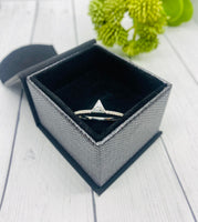 Cremation Ring, Moissanite Gemstone Ring With Ashes, Center Triangle Ring, Human Ashes, Pet Ashes, Sterling Silver, 14K Gold, Rose Gold