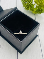 Cremation Ring, Moissanite Gemstone Ring With Ashes, Center Triangle Ring, Human Ashes, Pet Ashes, Sterling Silver, 14K Gold, Rose Gold