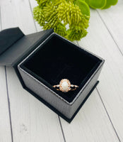 Rose Gold Cremation Ring, Human Ashes Ring, Cremains Jewelry, Memorial Ring, 5x7mm Oval Stone