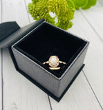 Rose Gold Cremation Ring, Human Ashes Ring, Cremains Jewelry, Memorial Ring, 5x7mm Oval Stone