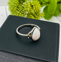 Opal Cremation Ring, Teardrop Shape Ring For Ashes, Hidden Ashes Ring, Human Ashes, Pet Ashes