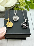 Flower Urn Necklace, Pendant For Ashes, Human Ashes Necklace, Pet Cremains Pendant, Gold, Silver, Stainless Steel