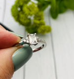 Cremation Ashes Ring, Emerald Cut CZ Ring, Human Ash Jewelry, Pet Cremains, .925 Sterling Silver, Memorial Ring