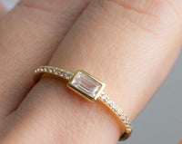 Baguette Cremation Ring, Gold Ring With Ashes, Silver Cremains Ring, Human Cremate Jewelry, Memorial Ring, Pet Ash Ring