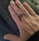 Black Rose Cremation Ring, Ash Urn Flower Ring, Silver Rose Ring For Cremains, Pet Loss Jewelry, Human Ash Ring, Fill At Home