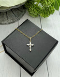 14K Gold Cross Pendant, Cremation Necklace, Gold Necklace With Ashes, Human Ashes Cross Pendant
