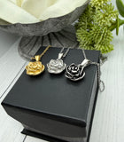 Flower Urn Necklace, Pendant For Ashes, Human Ashes Necklace, Pet Cremains Pendant, Gold, Silver, Stainless Steel