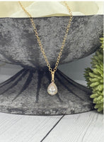 14k Solid Gold Teardrop Cremation Pendant, Human Ashes Necklace, Pet Ashes Necklace, Gemstone Pendant, Hidden Cremains Jewelry