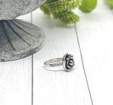 Black Rose Cremation Ring, Ash Urn Flower Ring, Silver Rose Ring For Cremains, Pet Loss Jewelry, Human Ash Ring, Fill At Home