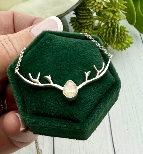Cremation Necklace, Deer Antler Pendant With Ashes, Human Ashes Jewelry, Stag Necklace, Cremains Pendant
