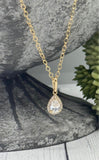 14k Solid Gold Teardrop Cremation Pendant, Human Ashes Necklace, Pet Ashes Necklace, Gemstone Pendant, Hidden Cremains Jewelry