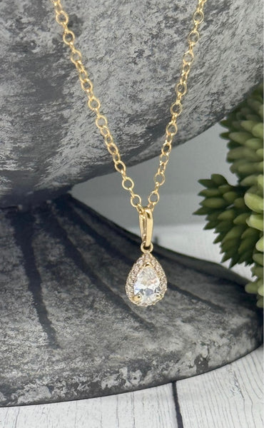 14k Solid Gold Teardrop Cremation Pendant, Human Ashes Necklace, Pet Ashes Necklace, Gemstone Pendant, Hidden Cremains Jewelry