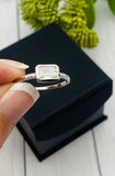 Cremation Ring, Moissanite Emerald Cut, 1 carat, Ring With Ashes, Human Ashes Jewelry, Pet Cremains Ring, silver, 14K Gold