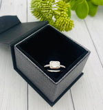 Cremation Ring, Moissanite Emerald Cut, 1 carat, Ring With Ashes, Human Ashes Jewelry, Pet Cremains Ring, silver, 14K Gold