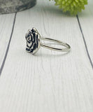 Black Rose Cremation Ring, Ash Urn Flower Ring, Silver Rose Ring For Cremains, Pet Loss Jewelry, Human Ash Ring, Fill At Home
