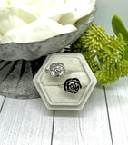 Black Rose Cremation Ring, Ash Urn Flower Ring, Silver Rose Ring For Cremains, Pet Loss Jewelry, Human Ash Ring, Fill At Home