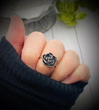 Black Rose Cremation Ring, Ash Urn Flower Ring, Silver Rose Ring For Cremains, Pet Loss Jewelry, Human Ash Ring, Fill At Home