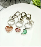 Cremation Keychain, Purse Charm, Heart Ashes Keepsake Keychain, Human Ashes, Pet Cremains, Moon Shape