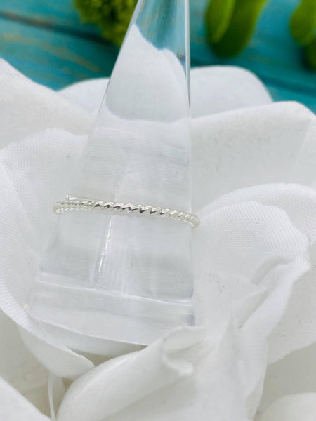 Sterling Silver 16 Gauge Rope Band Stacking Ring, Stack With Other Rings, Dainty Twisted Band, Stackable Ring