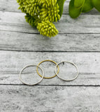 Dainty 1mm Sterling Silver or 14/20 Gold Filled Plain Wire Band Stacking Ring