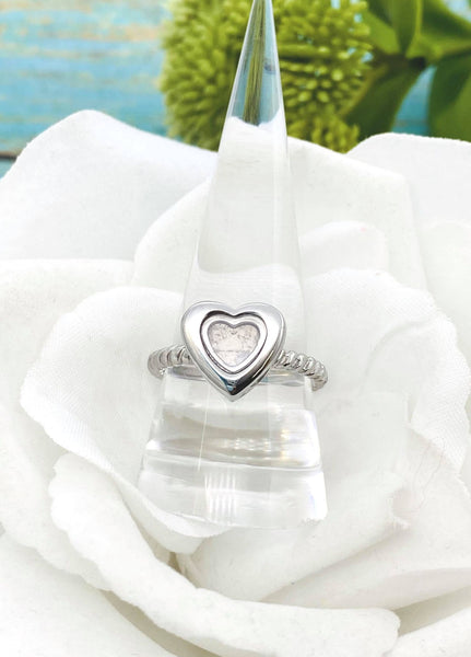 Heart Cremation Ring, Fillable Urn Ring, Memorial Ash Jewelry, Visible Ashes Ring