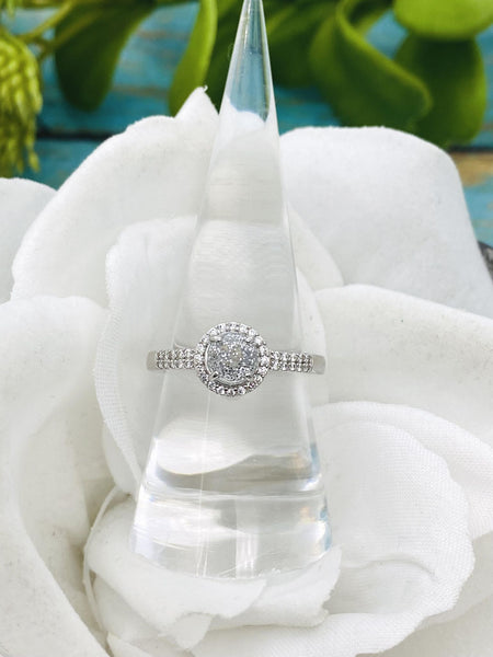 Sterling Silver CZ Round Cremation Ring, Memorial Ring With Ashes