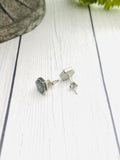 Silver Hexagon Earrings For Ashes, Cremation Earrings, Human Ashes, Pet Ashes