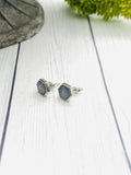 Silver Hexagon Earrings For Ashes, Cremation Earrings, Human Ashes, Pet Ashes