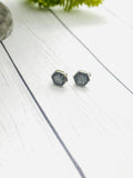 Silver Hexagon Earrings For Ashes, Cremation Earrings, Human Ashes, Pet Ashes