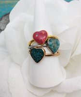 Heart Cremation Ring, Gold Color Plated Stainless Steel Memorial Ring With Ashes