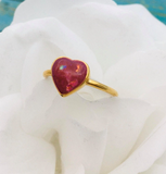 Heart Cremation Ring, Gold Color Plated Stainless Steel Memorial Ring With Ashes